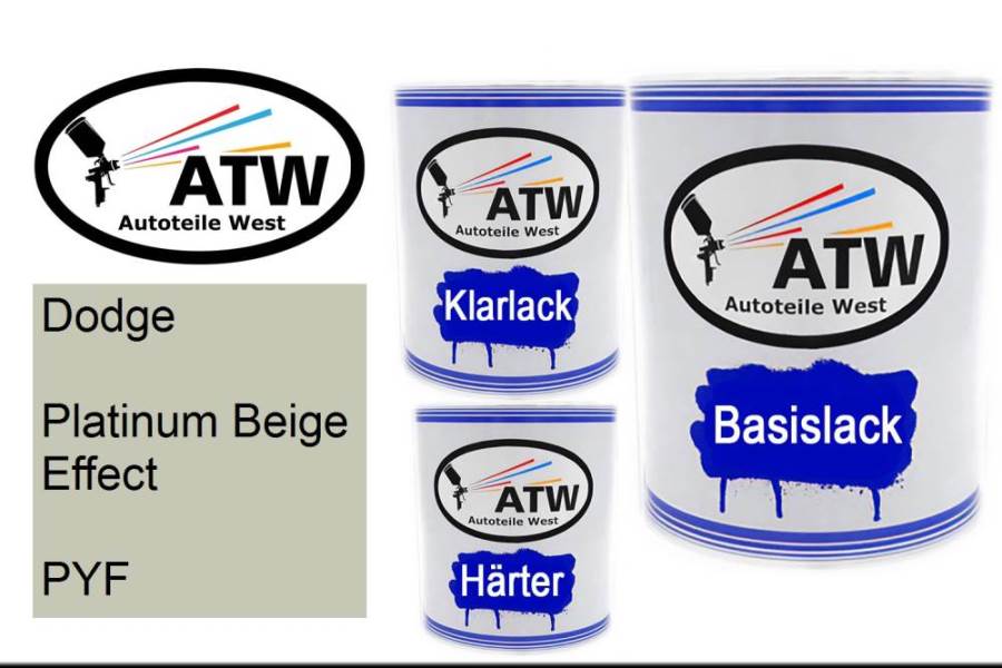 Dodge, Platinum Beige Effect, PYF: 1L Lackdose + 1L Klarlack + 500ml Härter - Set, von ATW Autoteile West.